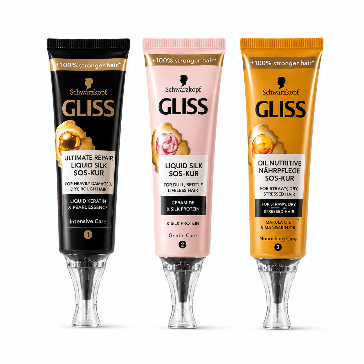 Schwarzkopf GLISS SOS 1-Minute Hair Treatment Trio – Set of 3